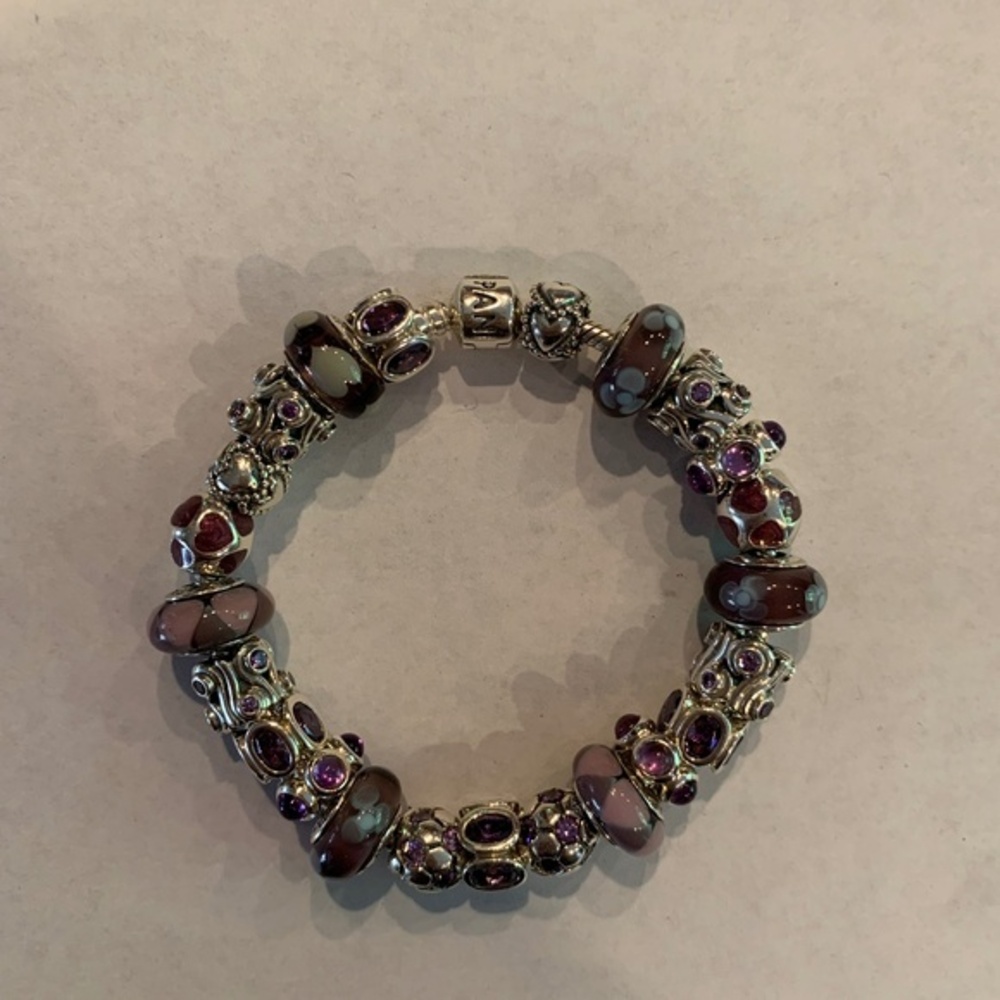 Pandora 8 inch Silver Charm Bracelet with 23 charms